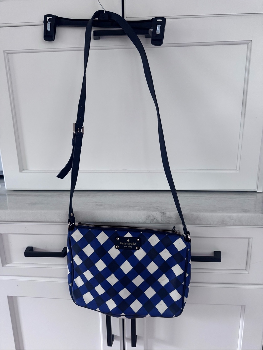 kate spade Blue and White Gingham Shoulder Bag